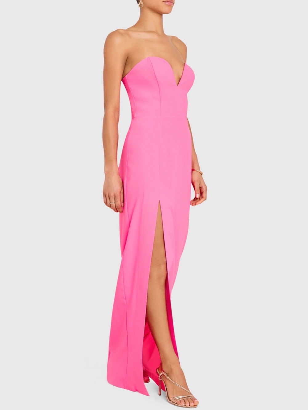 Amanda Uprichard Pink Strapless Sweetheart Column Gown size S